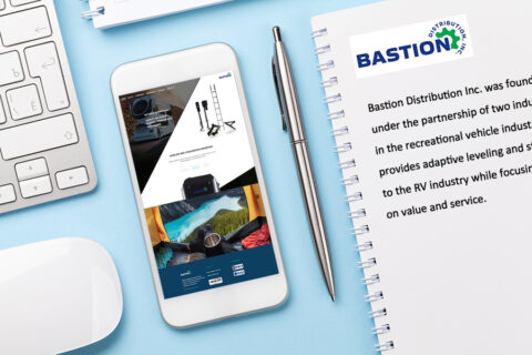 image of website on mobile phone for RV parts company website launched